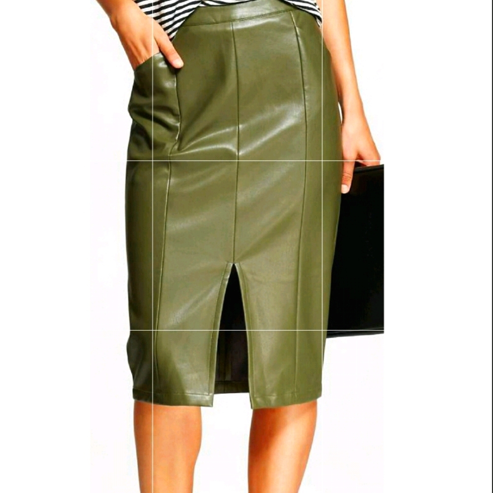 Stretch Army Green Pencil Skirt